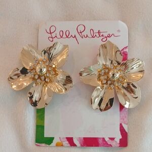 Lilly Pulitzer Gold Floral Statement Earrings